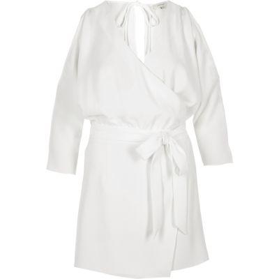 River Island Womens White Cold Shoulder Wrap Skort Romper
