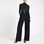 River Island Womens Diamante Buckle Wide Leg Trousers