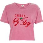 River Island Womens Burnout 'cherry Baby' Cropped T-shirt