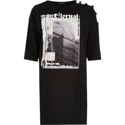 River Island Womens Print Strappy Sleeve Oversized T-shirt