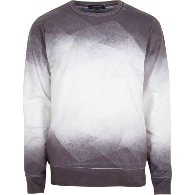 River Island Mens White Geo Faded Sweatshirt