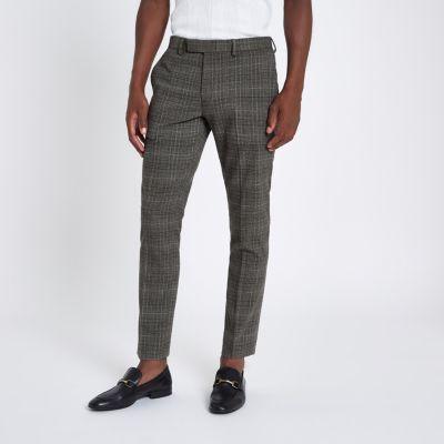 River Island Mens Check Skinny Fit Pants