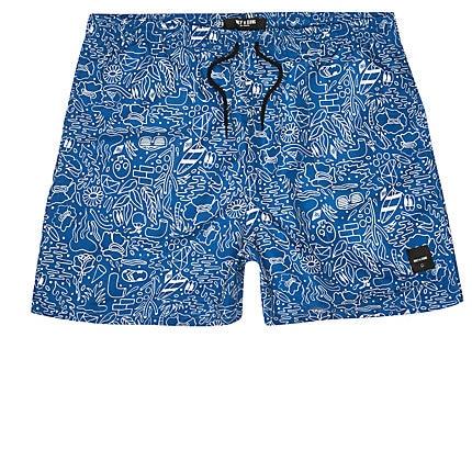 River Island Mens Only And Sons Doodle Printed Swim Shorts