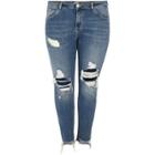 River Island Womens Plus Alannah Ripped Relaxed Skinny Jeans