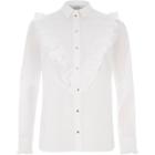 River Island Womens White Frill Bib Long Sleeve Shirt