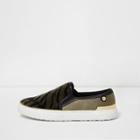 River Island Womens Zebra Print Velvet Front Plimsolls