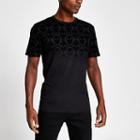 River Island Mens Skull Velvet Fade Slim Fit T-shirt