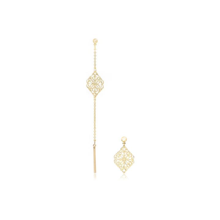 River Island Womens Gold Tone Filigree Asymmetric Earrings Set