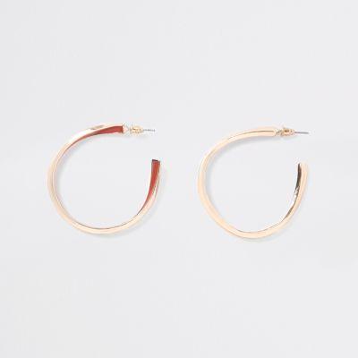 River Island Womens Gold Tone Enamel Inlay Hoop Earrings