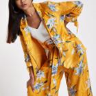 River Island Womens Petite Floral Rouche Sleeve Blazer