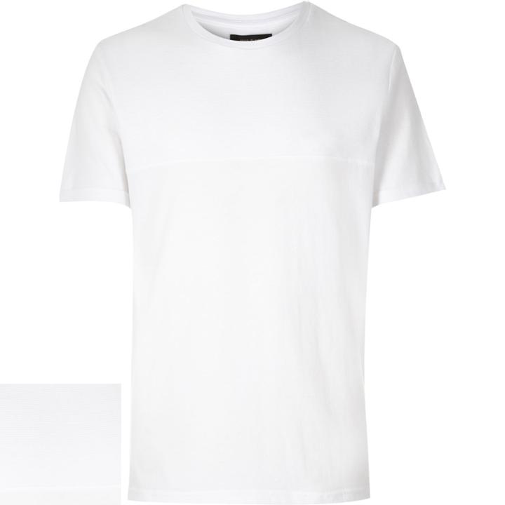 River Island Menswhite Textured Panel T-shirt