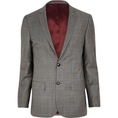 River Island Mens Window Check Skinny Suit Jacket