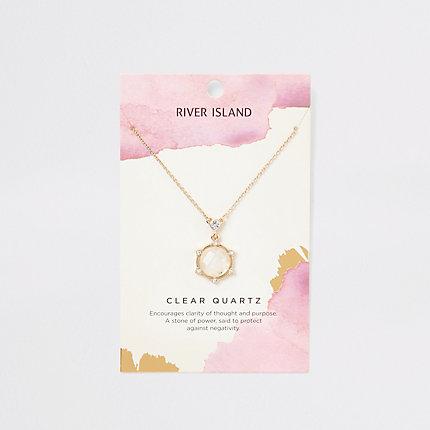 River Island Womens Gold Colour Clear Quartz Necklace