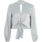 River Island Womens Satin Choker Long Sleeve Crop Top
