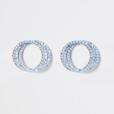 River Island Womens Diamante Triple Ring Stud Earrings