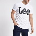 River Island Mens Lee White Logo Print Crew Neck T-shirt