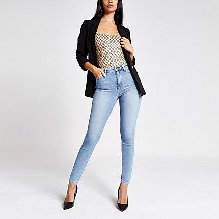 River Island Womens Ri Monogram Square Neck Bodysuit