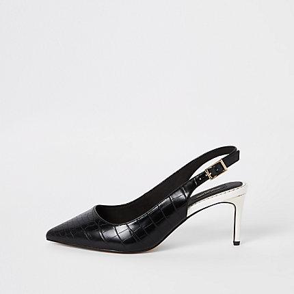 River Island Womens Croc Wide Fit Sling Back Court Shoes