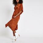 River Island Womens Knot Front Short Sleeve Midi Dress