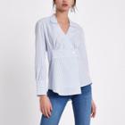 River Island Womens White Stripe Print Long Sleeve Shirt
