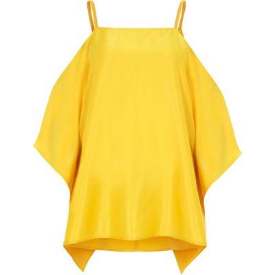 River Island Womens Chain Trim Cold Shoulder Top