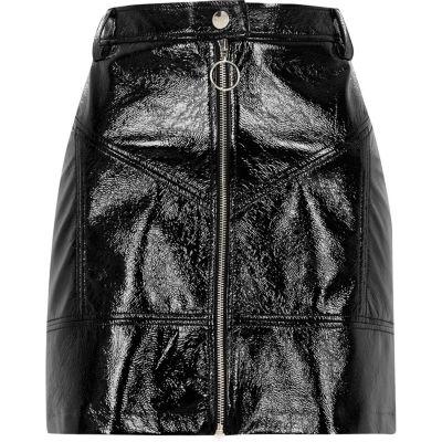 River Island Womens Vinyl Zip Front Mini Skirt