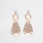 River Island Womens Gold Tone Hammered Plate Drop Earrings