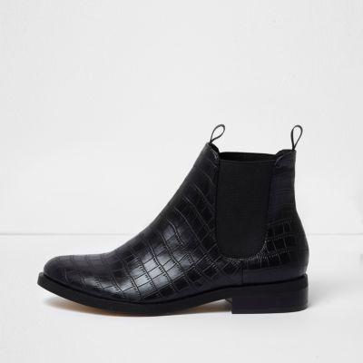 River Island Womens Crocodile Print Chelsea Boots