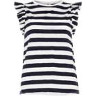 River Island Womens Stripe Frill Sleeve T-shirt