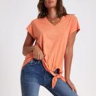 River Island Womens V Neck Knot Front T-shirt