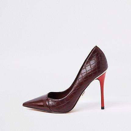 River Island Womens Croc Print Wrap Around Pumps