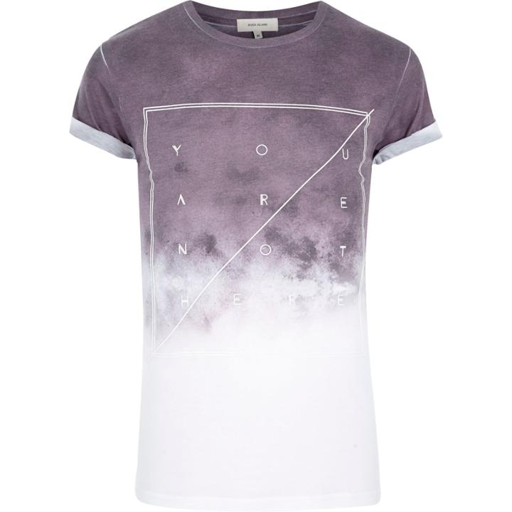 River Island Mensbrown Faded Slogan Print T-shirt