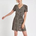 River Island Womens Leopard Print Button Through Mini Dress