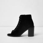 River Island Womens Lace-up Peep Toe Shoe Suede Boots