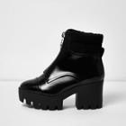 River Island Womens Patent Wide Fit Chunky Platform Boots