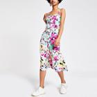River Island Womens White Floral Print Button Front Dress
