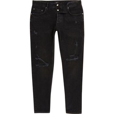 River Island Mens Big And Tall Ripped Jimmy Tapered Jeans