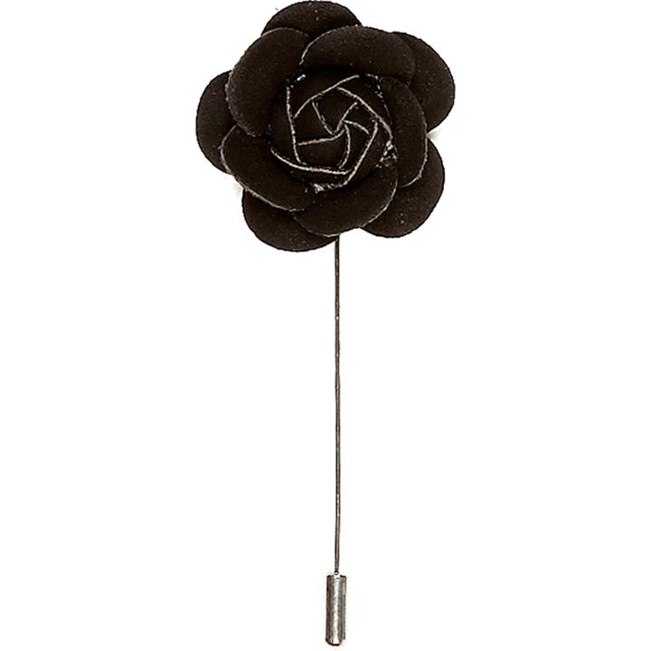 River Island Mensblack Flower Lapel Pin