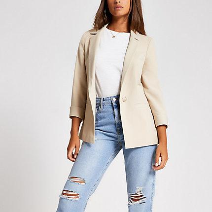River Island Womens Twill Rolled Sleeve Blazer