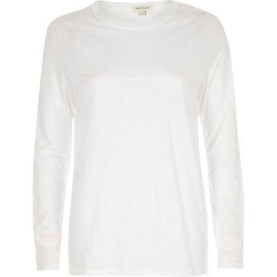 River Island Womens White Long Sleeve Crew Neck T-shirt