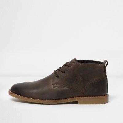 River Island Mens Worn Effect Leather Chukka Boot