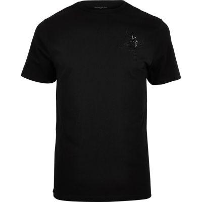 River Island Mensblack Sequin Panther T-shirt