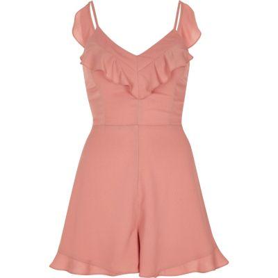 River Island Womens Frill Tie Back Cami Playsuit