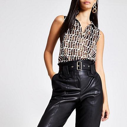 River Island Womens Ri Print Sleeveless Shirt