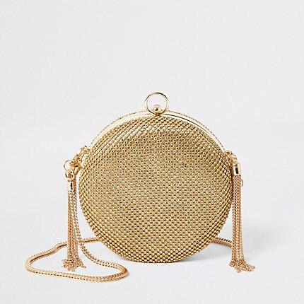 River Island Womens Gold Diamante Circle Cross Body Bag