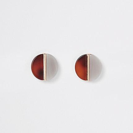 River Island Womens Resin Split Circle Stud Earrings