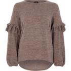 River Island Womens Frill Balloon Sleeve Knitted Top