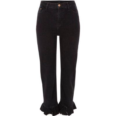 River Island Womens Bella Frill Hem Straight Leg Jeans