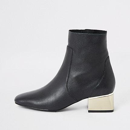 River Island Womens Gold Tone Block Heel Boots