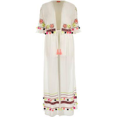 River Island Womens White Embellished Maxi Beach Cover Up